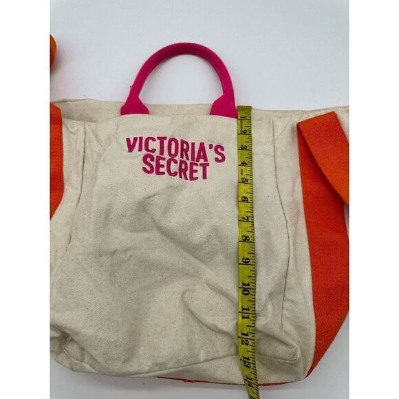 Victoria’s Secret Canvas Tote Shoulder Bag Inside Pocket Multi Way 20 x14 Multic - Picture 6 of 7